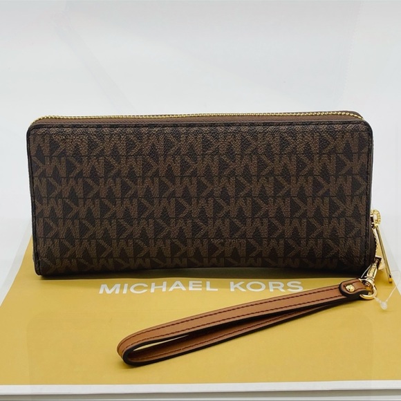 Michael Kors Large Continental Wallet Wristlet Brown Leather - Picture 8 of 8